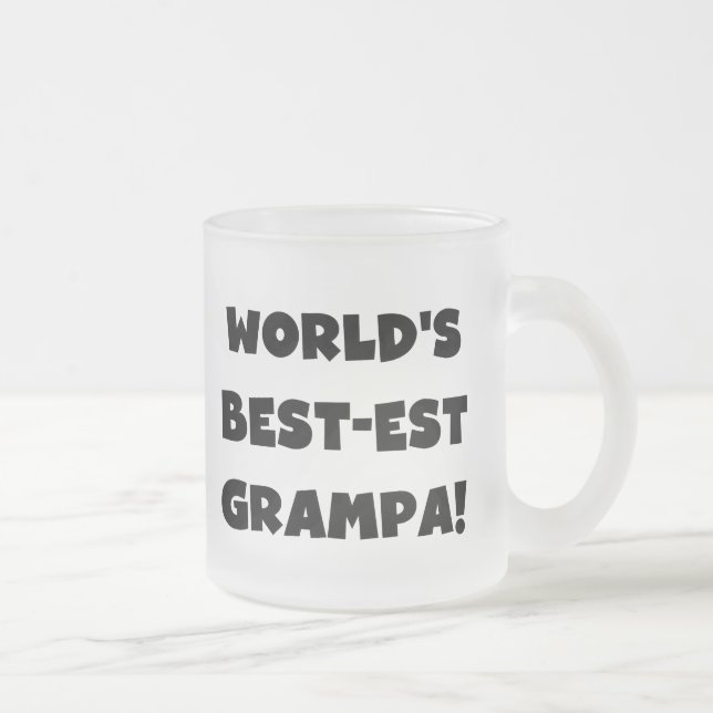 Black Text World's Best-est Grampa T-shirts Gifts Frosted Glass Coffee Mug (Right)