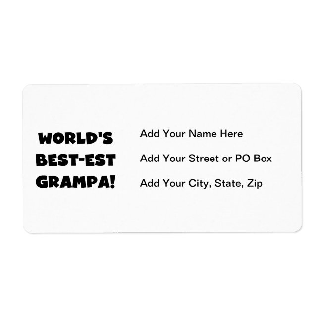 Black Text World's Best-est Grampa T-shirts Gifts Label (Front)