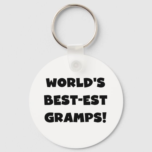 Black Text World's Best-est Gramps Gifts Keychain (Front)