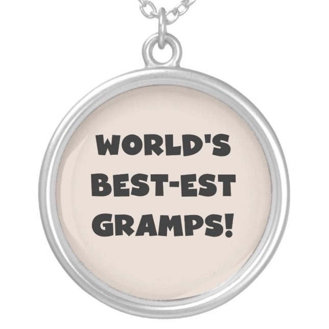 Black Text World's Best-est Gramps Gifts Silver Plated Necklace (Front)