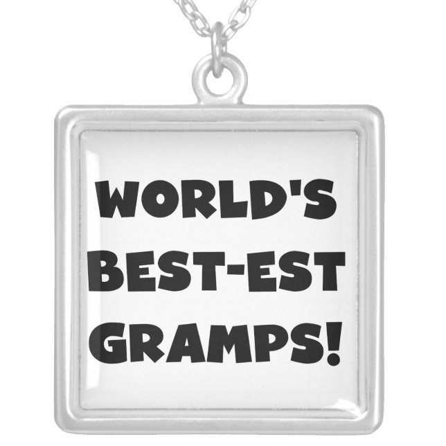 Black Text World's Best-est Gramps Gifts Silver Plated Necklace (Front)