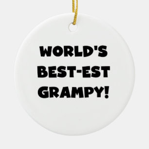 Black Text World's Best-est Grampy Gifts Ceramic Ornament