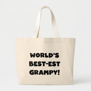 Black Text World's Best-est Grampy Gifts Large Tote Bag