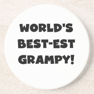 Black Text World's Best-est Grampy Gifts Sandstone Coaster
