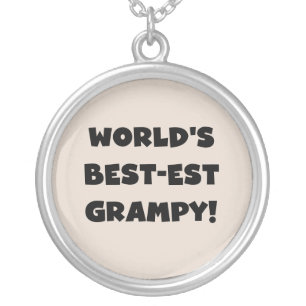 Black Text World's Best-est Grampy Gifts Silver Plated Necklace