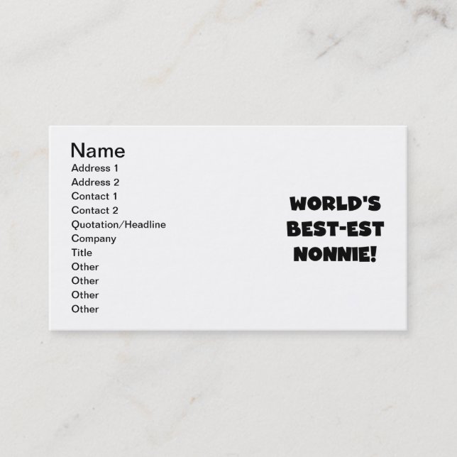 Black Text World's Best-est Nonnie Gifts Business Card (Front)