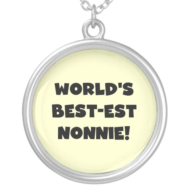 Black Text World's Best-est Nonnie Gifts Silver Plated Necklace (Front)