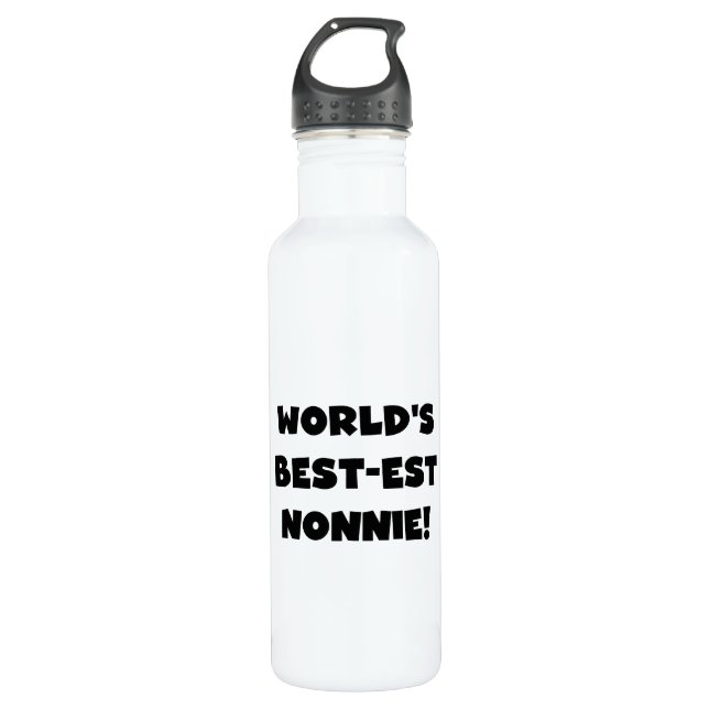 Black Text World's Best-est Nonnie Water Bottle (Front)