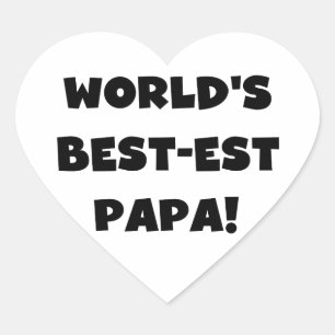 Black Text World's Best-est Papa Tshirts and Gifts Heart Sticker