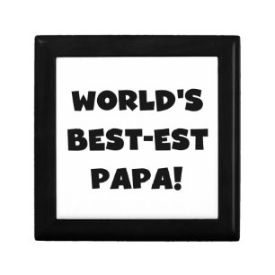 Black Text World's Best-est Papa Tshirts and Gifts Jewelry Box