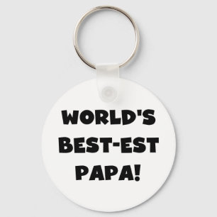 Black Text World's Best-est Papa Tshirts and Gifts Keychain