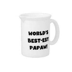 Black Text World's Best-est Papaw Gifts Drink Pitcher