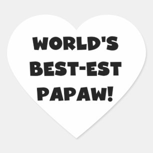 Black Text World's Best-est Papaw Gifts Heart Sticker