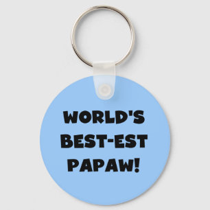 Black Text World's Best-est Papaw Gifts Keychain