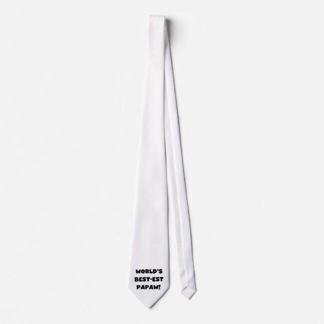 Black Text World's Best-est Papaw Gifts Tie (Front)