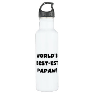 Black Text World's Best-est Papaw Stainless Steel Water Bottle