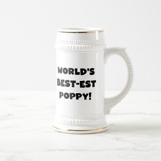 Black Text World's Best-est Poppy Gifts Beer Stein (Right)