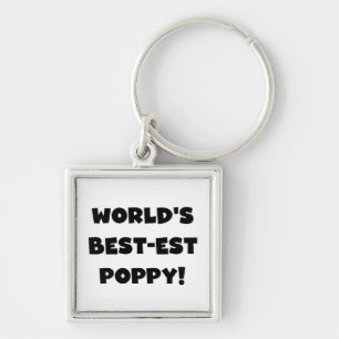 Black Text World's Best-est Poppy Gifts Keychain