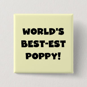 Black Text World's Best-est Poppy Gifts Pinback Button