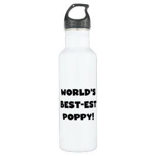 Black Text World's Best-est Poppy Water Bottle