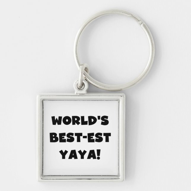 Black Text World's Best-est Yaya Gifts Keychain (Front)