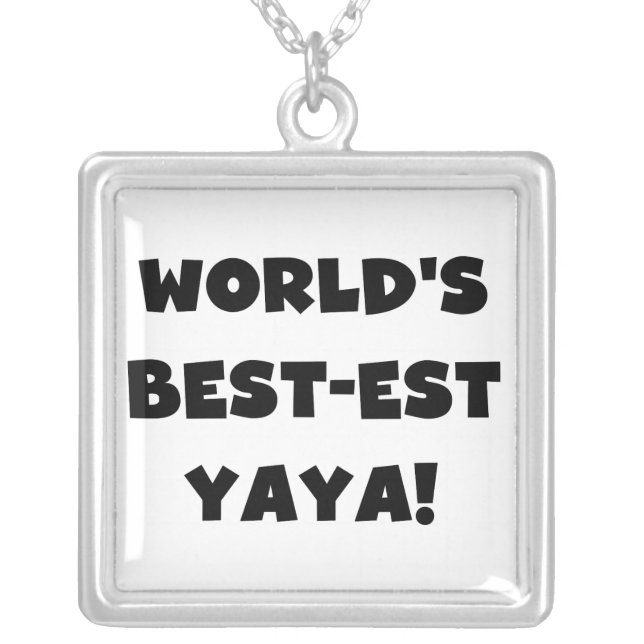 Black Text World's Best-est Yaya Gifts Silver Plated Necklace (Front)