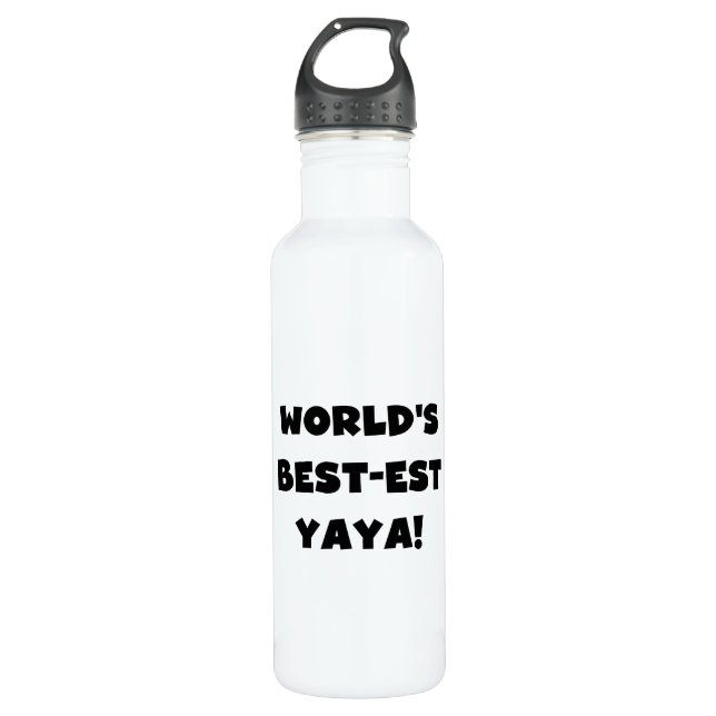 Black Text World's Best-est Yaya Water Bottle (Front)