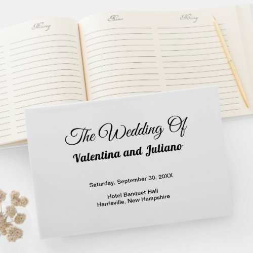 Black Texts on White Background Wedding Guest Book