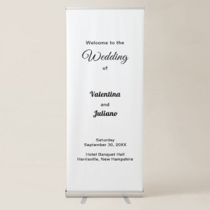 Black Texts on White Background Wedding Retractable Banner