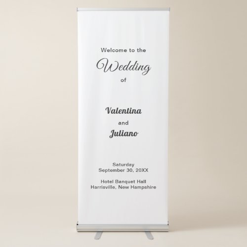 Black Texts on White Background Wedding Retractable Banner