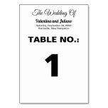 Black Texts on White Background Wedding Table Number