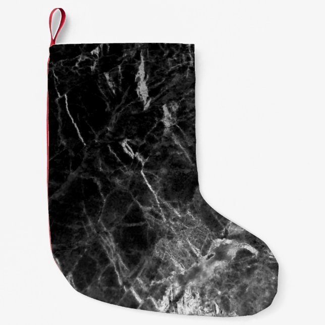 Black texture background stone small christmas stocking (Front)