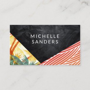Black Texture Boho Geometric Palm Business Card