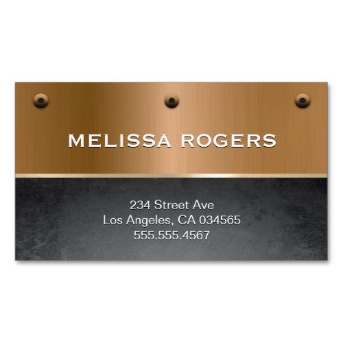 Black Texture  Metallic Industrial Rivets Business Card Magnet