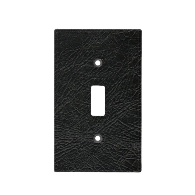 Black texture printed leather  light switch cover (Front)