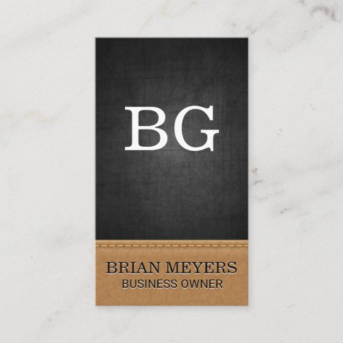 Black Texture  Stitched Leather Business Card