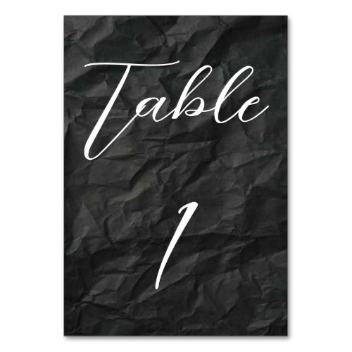 Black Texture Wedding Table Card Number 1