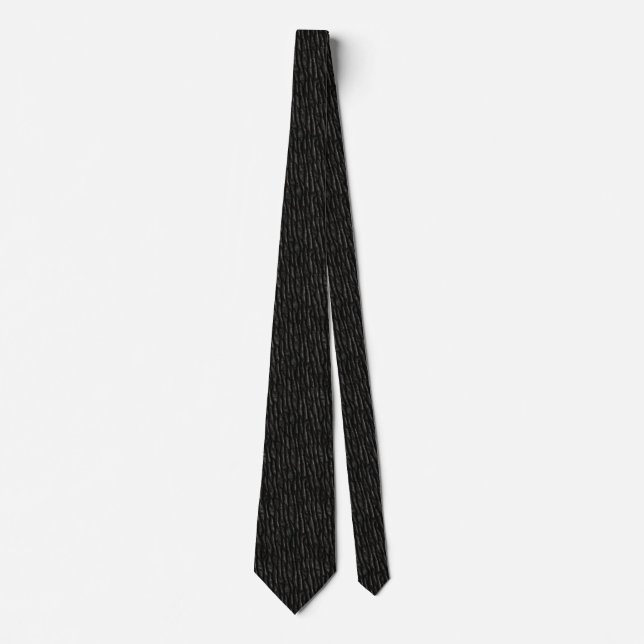 Black Textured Faux Leather Black Neck Tie (Front)