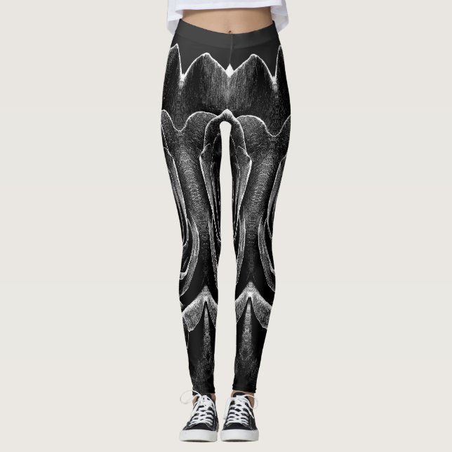 Black textured "Ratti_Creative_Arts" Leggings (Front)