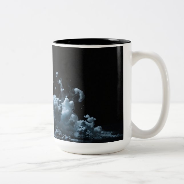 Black & Tha Smoke Abstract  Two-Tone Coffee Mug (Right)