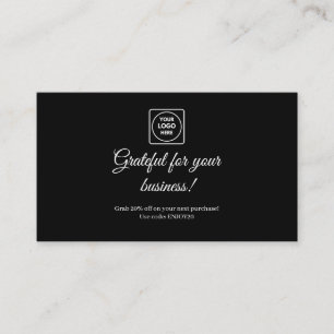 Black Thank You Card Modern Custom Business card