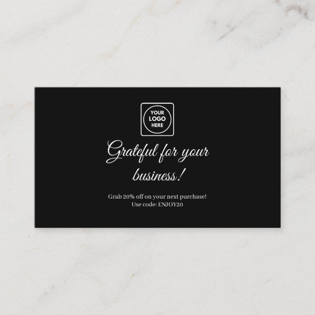 Black Thank You Card | Modern Custom Business card (Front)