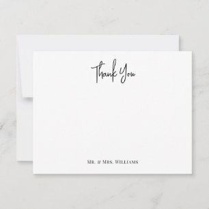 Black Thank You Classic Minimalist Couple Note Card