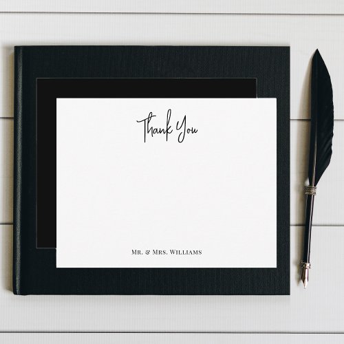 Black Thank You Classic Minimalist Couple Note Card