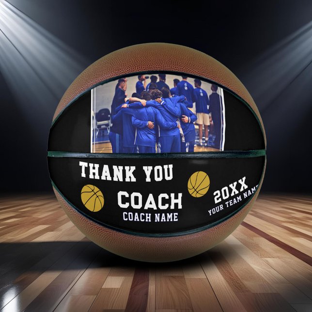 Black Thank you Coach Sign Team Photo Basketball (Creator Uploaded)