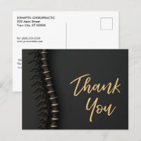 Black Thank You For Referral Chiropractic Postcard