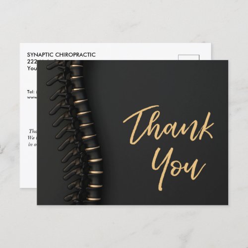 Black Thank You For Referral Chiropractic Postcard
