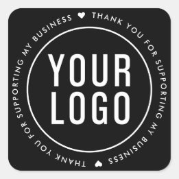 Black Thank You For Supporting My Business Square Sticker