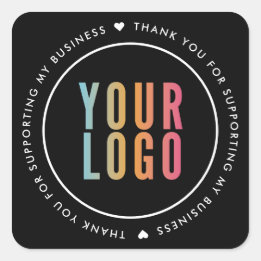 Black Thank You For Supporting My Business Square Sticker