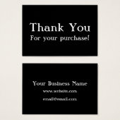 Black Thank You For your Purchase Cards (Front & Back)